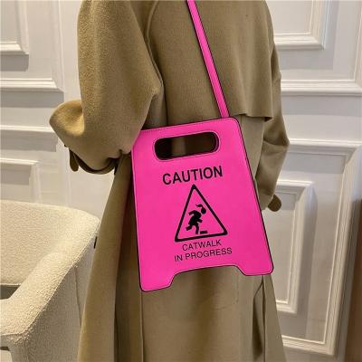 China Funny Leather Cross Purses Stop Sign Tote Handbags Fashion Caution Sign Waterproof Novelty PU Messenger - Body Bag for sale