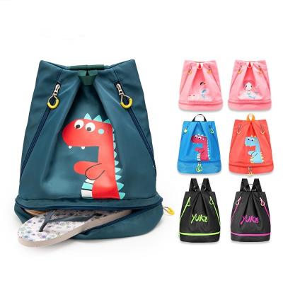 China With Shoe Compartment Cartoon Pattern Separation Custom Wet Dry Kids Outdoor Swimming Sports Backpack With Shoe Compartment for sale