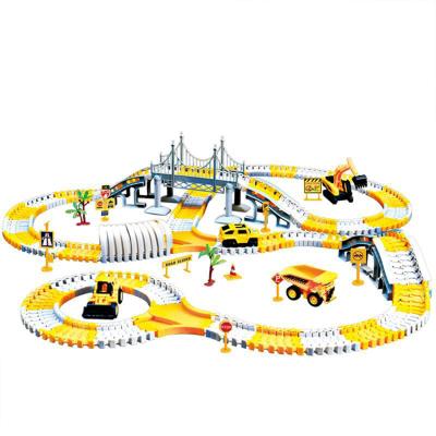 China Hot selling parent-child electric train toys rail car children's creativity interactive diy puzzle vehicle railway toys for sale