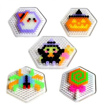 China Wholesale Educational Game 5mm Perler Jigsaw Puzzle Diy Halloween Toys Plastic Luminous Beads Set Juguete De Halloween for sale