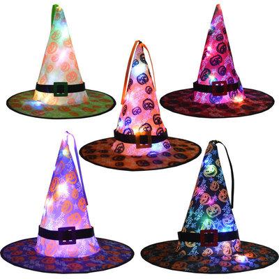 China Mini LED Cosplay Striped Light Supplier Party Wizard Wizard Witch Hat Glowing For Halloween Decoration for sale