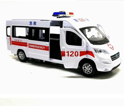 China 1:32 Ambulance Boy's Acousto-Optic Pull Back Ambulance Alloy Toy Hospital Ambulance Model Die Cast Die Cast Toy Car Model for sale