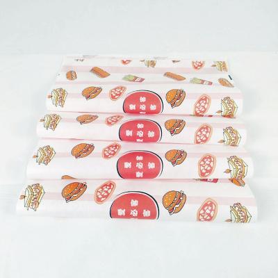 China Custom Hamburger Sandwich Meat Fries Wrapping Paper Food Wrapping Paper Greaseproof Food Logo Wrapping Paper for sale