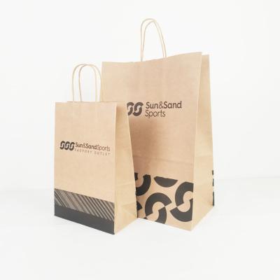 China Biodegradable Custom Logo Packaging Paper Bag For Clothes Square Bottom Brown Paper Bag With Twisted Handles Take Away Paper Bags for sale