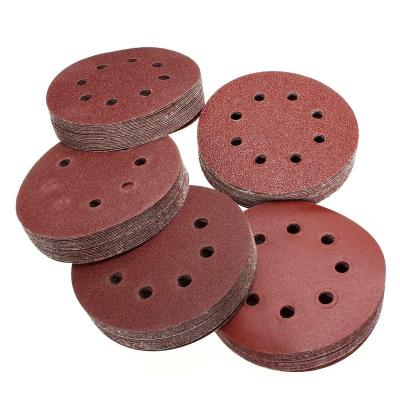 China Good quality metal 5 inch 8 holes sanding discs, 125mm hook and loop include 40/60/80 /120 /180 /240/ 320-2000 grit sandpaper for sale