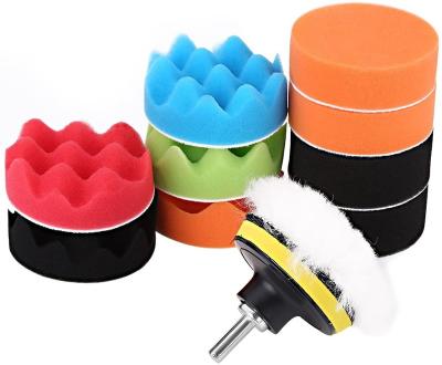 China Car Body 3 Inch 12pcs Foam Waxing Polisher Pad Waxing Buff Pad Set Kit For Car Polisher With Drill Fit for sale