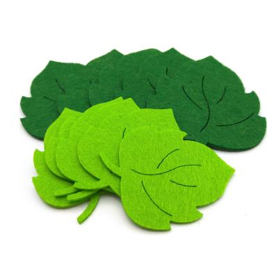 China Christamas Home Decoration 10PCS Nonwoven Felt Leaf Tree Leaves Patch Green Appliques Appliques DIY Wall Craft Accessories Supplies for sale