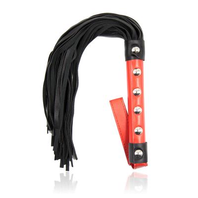 China PU wholesale bdsm factory black+red 6 rivets flogging whip for sale