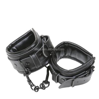 China Adult Game Adult Game Genuine Leather Soft Cotton Inside Slave Hard bdsm Bondage Chain Leather Cuff for sale