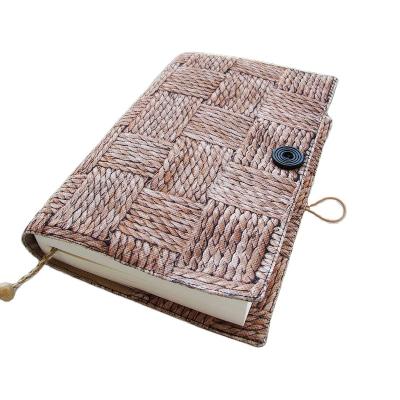 China Hard Wicker Washable Hard Wicker Book Cover Paperback Binding Cloth Binding Cloth Plastic Look Protective Film With Padded Adult Book Cover for sale