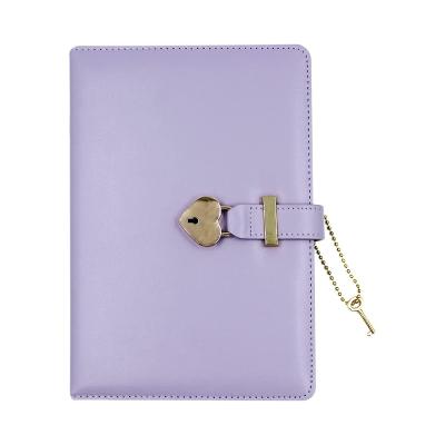 China high quality & Fashion Customized A5 Leather Secret Diary Lock Writing Diary Personal Notepad With Heart Shaped Lock And Combination Key for sale