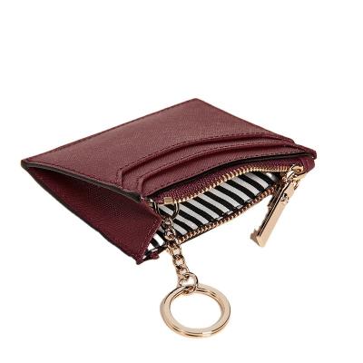 China Multiple Hot Sale Leather Card Slots Business Solid Color Rfid Wallet Business Card Holder for sale