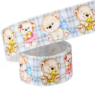 China printed ribbon for hair bow 75mm cartoon heat transfer printed grosgrain ribbon for sale