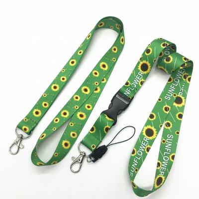 China Soft Sunflower Lanyard Polyester Promotional Custom Woven Lanyard for sale