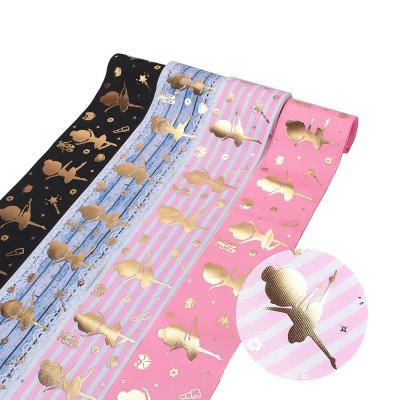 China High Tenacity Manufacturer 75mm Hair Accessories Bows Ribbon Gold Foil Grosgrain Custom Ribbon for sale