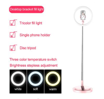 China 2020 New ABS+PC+Metal Ring Fill Light With Mobile Phone Holder For Live Led Tik Tok Ring Light Stand Bracket Photography Selfie Folding Makeup for sale