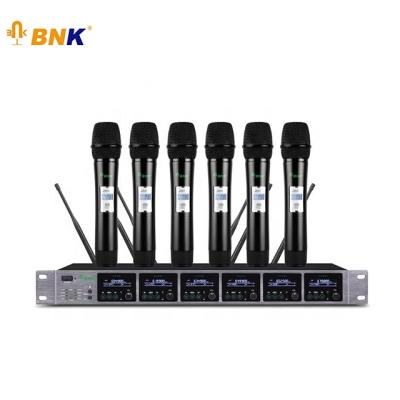 China Handheld Microphone BNK 6 Channels Professional UHF Wireless Microphone Sets for sale