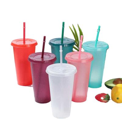 China Disposable Custom Outdoor Portable Cup Logo Coffee Juice Cup Plastic Disposable Cups Eco-friendly Bottom With Lids for sale