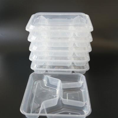 China Wholesale Food Container 4 Compartment Wholesale Microwavable PP Plastic Catering Food Container 4 Compartment for sale