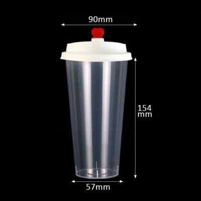 China Eco-friendly Disposable Boba Cups Custom Logo Coffee Drinks Cup Summer Boba Bubble Plastic Double Tea Cups for sale