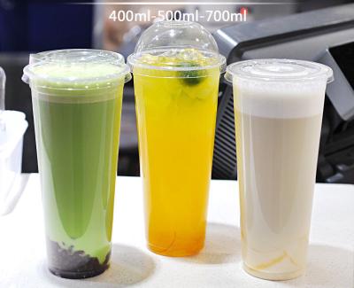 China Factory Custom Single Wall Clear Disposable Bubble Tea Double Cup Logo Printing Factory Plastic Cup for sale