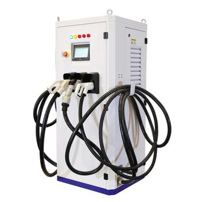 China Indoor / Outdoor EV Electric Vehicle 120KW Double Gun DC Charging Station For Car Power Cable Floor Touch for sale