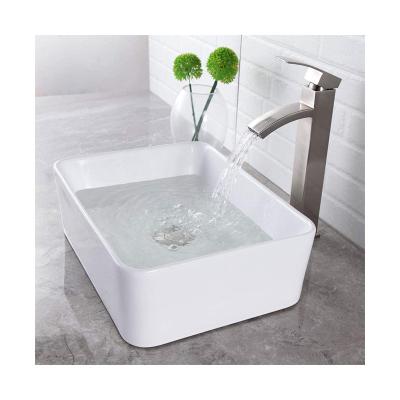 China Ceramic Vanity Sink Art Basin Vessel Countertop Bathroom White Porcelain Above Sink Modern Rectangular Modern for sale