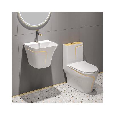 China Parflux Glazed Wall Hung Basin And Matte Gray Colored Toilet Inodoro Toilet Bowl Lavatory WC Ceramic Toilet Set for sale