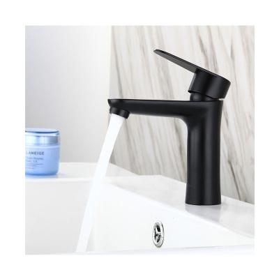 China Metered Faucets Black Cold Hot Brushed Bath Basin Faucet Taps Single Handle Stainless Steel Bathroom Sink Faucet for sale