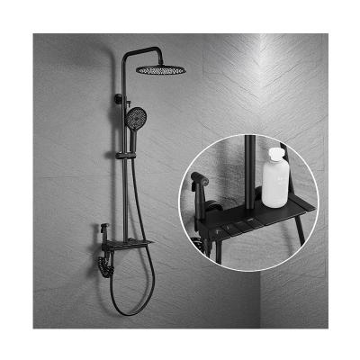 China With Slide Bar Home Sanitary Ware Bathroom Shower Mixer Set Hand Held Gun Gray Piano Shower Set Bidet Sprayer Copper for sale