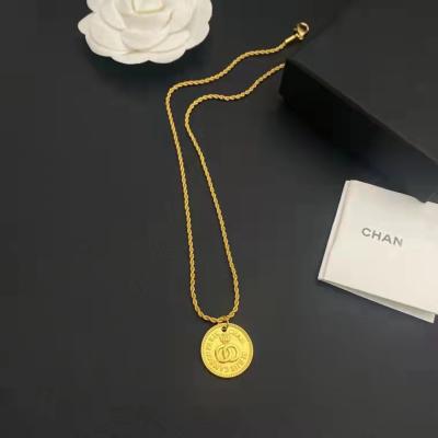 China 2022 New Hot Sale Fashion Popular High Quality Unfading Coin Fried Channel Necklace Paste Brass Chain for sale