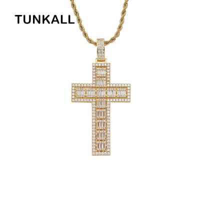 China Hiphop Arrangement CN303 Brass CZ Cross Pendant Iced Out Hip Hop Cubic Jewelry Necklace Zircon Pendant Necklaces for sale