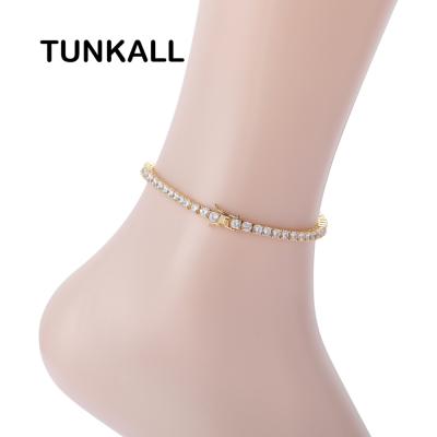 China A004 3mm 4mm Hiphop Tennis Anklet 9inch 10inch Chains Fashion Jewelry Iced Out Cubic Zircon Bling Bling for sale