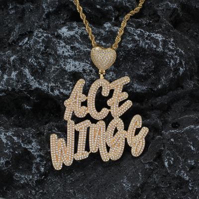 China Hiphop CP31 Hip Hop Custom Letters Pendant Rope Chain Iced Out Zircon Bling Brass Pendant Necklace for sale