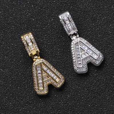 China Hiphop TUNKALL CN262 Hip Hop Jewelry A-Z 26 Letters Pendant Iced Out AAA Zircon Bling Brass Setting CZ Necklace Pendant Jewelry for sale