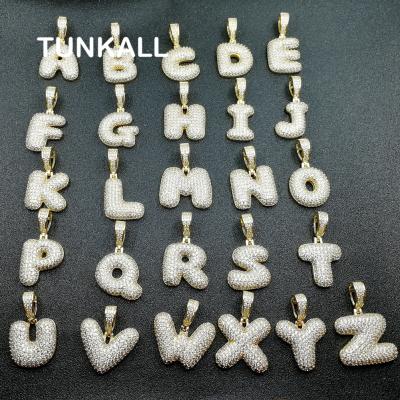 China A-Z 26 Wholesale Letters Jewelry Hip Hop CN154 Hip Hop Bling Brass Arrangement CZ Pendant Bling Necklace Jewelry for sale