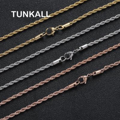 China SC001 3mm Hiphop Rope Link Chain Stainless Steel Jewelry Hip Hop Chain For Men And Women Necklace for sale