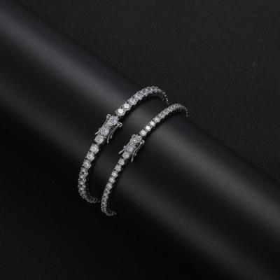 China Hiphop Bracelet SH001 925 Sterling Silver 3mm 4mm Brass CZ Tennis Chain 1Row Bling Bling Hip Hop Iced Out Jewelry for sale