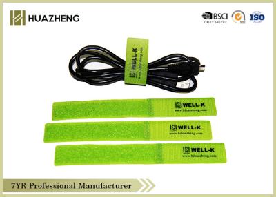 China Green Printed Self Sticky Hook and Loop Cable Straps For Computer Wire 25 X 200 MM for sale