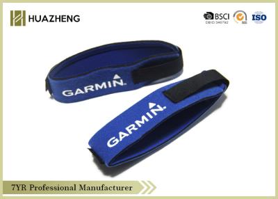 China Blue Neoprene Timing Chip Strap Logo Printing , Hook And LoopWrist Bands for sale