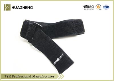 China Black Custom Strap Elastic Hook And Loop Strap Logo Printed for Self-stick for sale