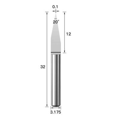 China Hot Sale 3.175mm Titanium Taper End Mill Radius End Mill Cnc Process For Engraving On Aluminum Flat Bottom Engraving Bit for sale