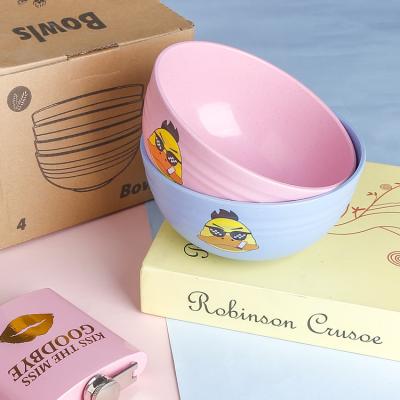 China Beautiful Sustainable Custom Duck Natural Wheat Straw Insulation Dinner Food Rice Salad Bowl Logo for sale