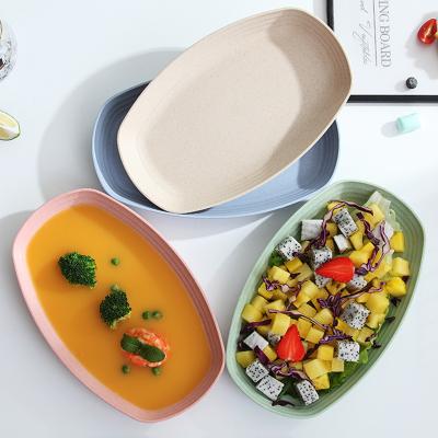 China Wholesale Disposable Food Dish Eco - Friendly Vegetables For Splinting Unbreakable Wheat Straw Plate for sale