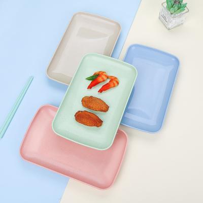 China Viable Lightweight Wheat Fish Straw Free Dish Rectangle Food Plate Biodegradable Dishes for sale