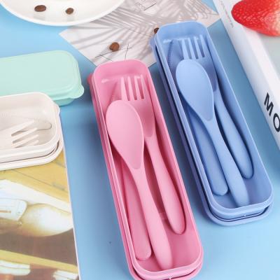 China Wholesale Bamboo Fiber Logo Flatware Outdoor Portable Travel Custom School Picnic Cutlery Sets Viable for sale