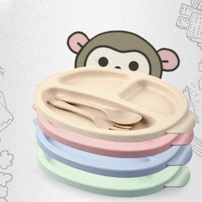 China Biodegradable Wheat Straw Kids Feeding Dinner Serving Dish Sustainable Belle Monkey Shape for sale