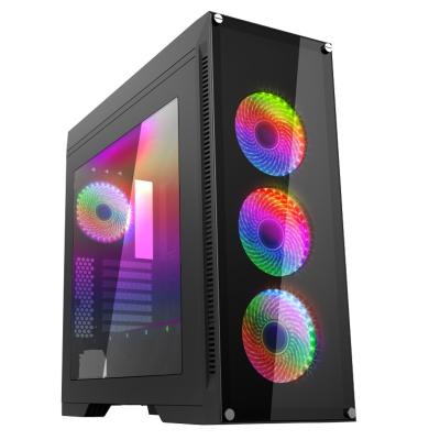 China Full Tower ATX Computer Gaming Desktop Case With Dual Tempered Glass Side Panel ARGB Fans for sale