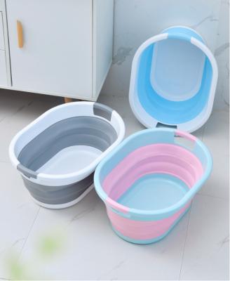 China Sustainable Space Saving TPR Collapsible Basket Plastic Collapsible Bucket For Laundry Camper Household Washing Kitchen for sale