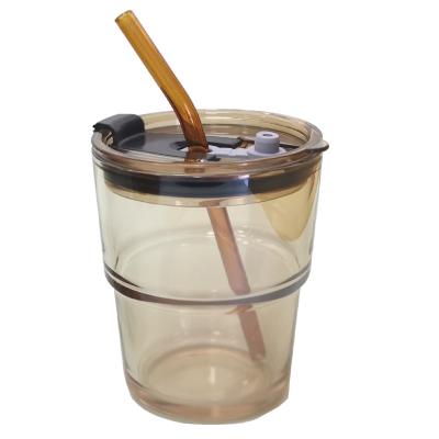 China New Fashion Minimalist Wholesale Custom Milking Beverage Cup Coffee Mug Glass Water Bottle With Straw450ml for sale